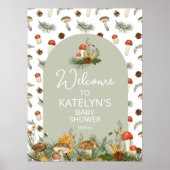 Poster Panneau de bienvenue aux champignons et fleurs sau (Devant)