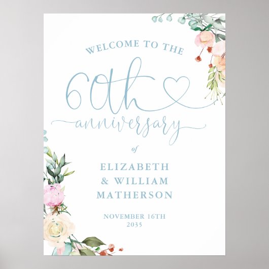 Poster Panneau de bienvenue avec écriture en forme de cœu (Devant)