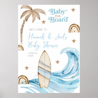Poster Panneau de bienvenue Baby on Board Garçon Fête pré