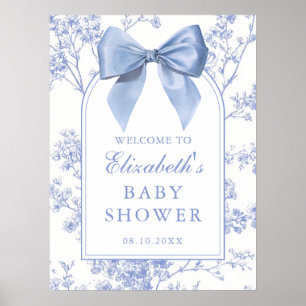 Poster Panneau de bienvenue Baby Shower Arc-en-ciel Bleu