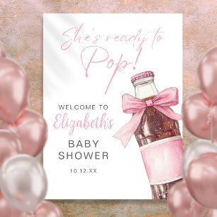 Poster Panneau de bienvenue Baby Shower Bouteille de Soda