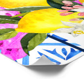 Poster Panneau de bienvenue baby shower Carrelage bleu Ci (Coin)