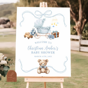 Poster Panneau de bienvenue Baby Shower Carrosse Coquette