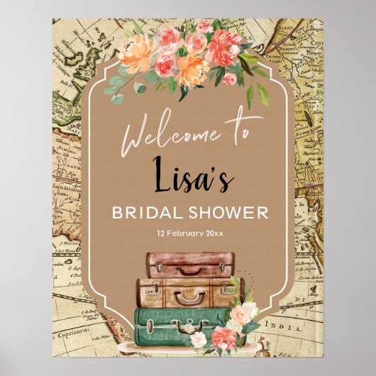 Poster Panneau de bienvenue Baby Shower carte d'aventure (Devant)