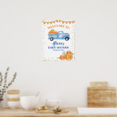 Poster Panneau de bienvenue Baby shower citrouille bleu (Cuisine)