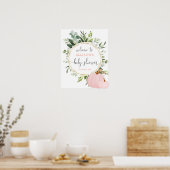 Poster Panneau de bienvenue baby shower citrouille rose v (Cuisine)