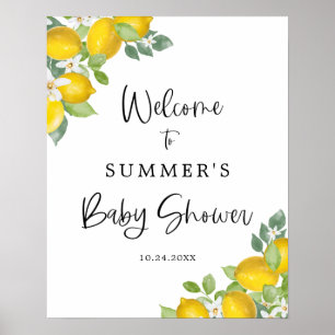 Poster Panneau de bienvenue Baby Shower Citrus Lemon