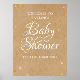 Poster Panneau de bienvenue Baby Shower coeurs d'amour en