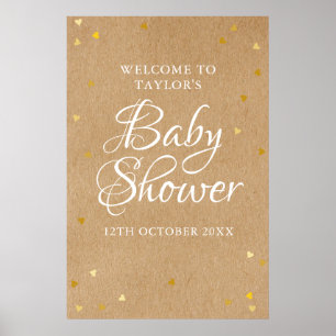 Poster Panneau de bienvenue Baby Shower coeurs d'amour en