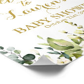 Poster Panneau de bienvenue Baby shower de verdure blanc  (Coin)