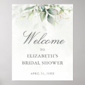 Poster Panneau de bienvenue Baby Shower de verdure d'euca (Devant)