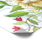 Poster Panneau de bienvenue Baby Shower Floral Chinoiseri (Coin)