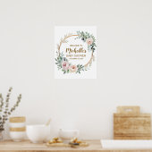 Poster Panneau de bienvenue baby shower Gold Green modern (Cuisine)