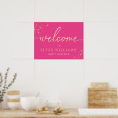 Poster Panneau de bienvenue Baby Shower Or Rose Chaud (Cuisine)