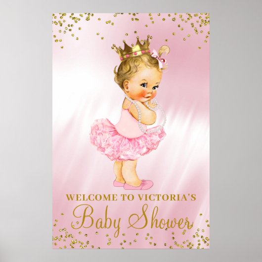 Poster Panneau de bienvenue Baby Shower Princesse Tutu Bl (Devant)