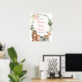 Poster Panneau de bienvenue baby shower rose boisé (Bureau à domicile)