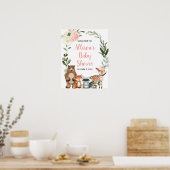 Poster Panneau de bienvenue baby shower rose boisé (Cuisine)