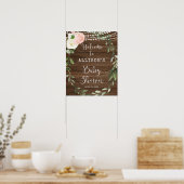 Poster Panneau de bienvenue baby shower rose rousse rusti (Cuisine)