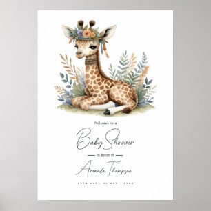 Poster Panneau de Bienvenue Baby Shower Safari Boho Chic