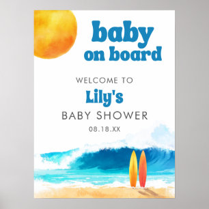 Poster Panneau de bienvenue Baby Shower Surf Beach Baby o