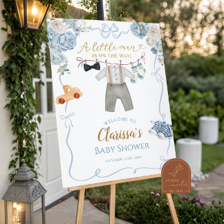 Poster Panneau de bienvenue Baby Shower Vêtements Garçon