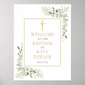 Poster Panneau de bienvenue baptême décor verdure (Devant)