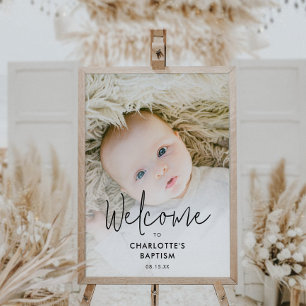 Poster Panneau de bienvenue baptême photo bohème