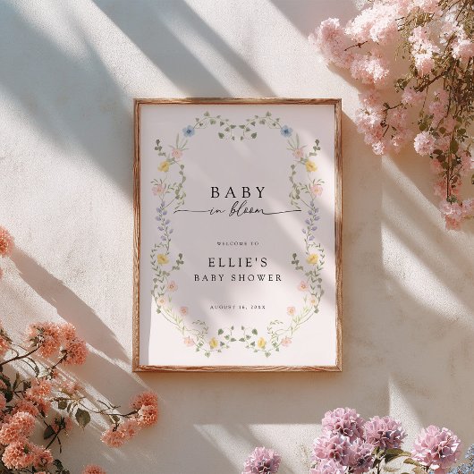 Poster Panneau de Bienvenue Bébé en Fleur