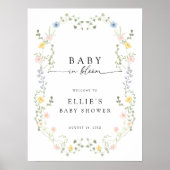 Poster Panneau de Bienvenue Bébé en Fleur (Devant)