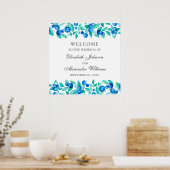 Poster Panneau de bienvenue bleu menthe bois. Bleuet mari (Cuisine)