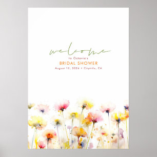 Poster Panneau de bienvenue bohème aux fleurs sauvages él