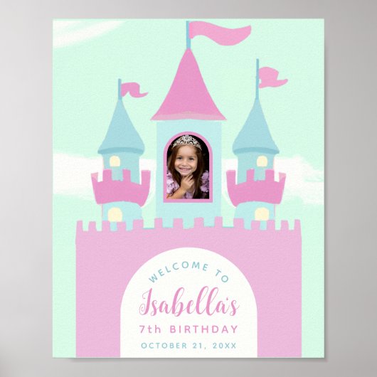 Poster Panneau de Bienvenue Château Anniversaire Fille Pr (Devant)