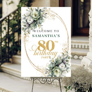 Poster Panneau de bienvenue Chic 80ème anniversaire Dusty