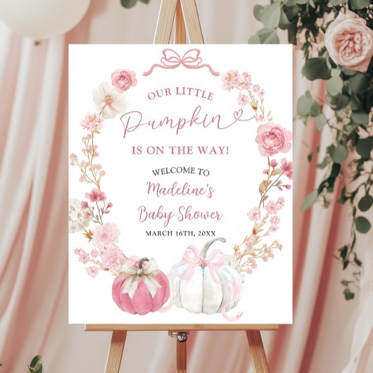 Poster Panneau de bienvenue Citrouille miniature blanche
