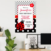 Poster Panneau de bienvenue coccinelle rouge et noire mig (Bureau à domicile)