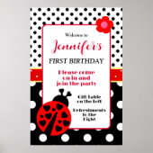 Poster Panneau de bienvenue coccinelle rouge et noire mig (Devant)
