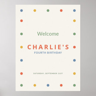 Poster Panneau de bienvenue Colour Pop Dots Fête d'annive
