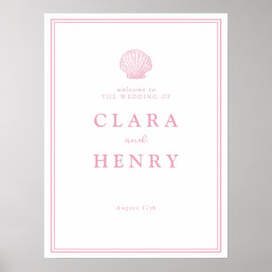 Poster Panneau de bienvenue côtier Rose Pâle Coquillage