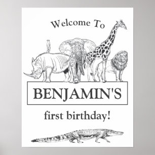 Poster Panneau de bienvenue d'anniversaire d'animaux de z