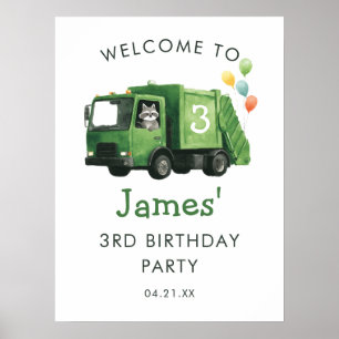 Poster Panneau de bienvenue d'anniversaire de camion à or