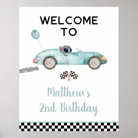 Poster Panneau de bienvenue d'anniversaire de voiture de  (Devant)