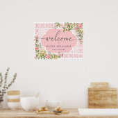 Poster Panneau de bienvenue de baby shower floral chinois (Cuisine)
