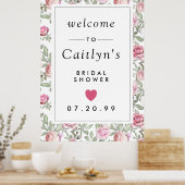 Poster Panneau de bienvenue de Baby Shower Rustique Rose  (Cuisine)