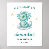Poster Panneau de bienvenue de bébé dragon mignon (Devant)
