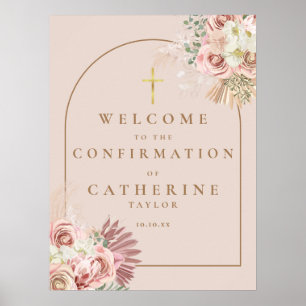 Poster Panneau de bienvenue de confirmation florale d'her