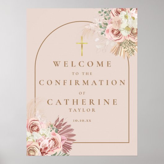 Poster Panneau de bienvenue de confirmation florale d'her (Devant)