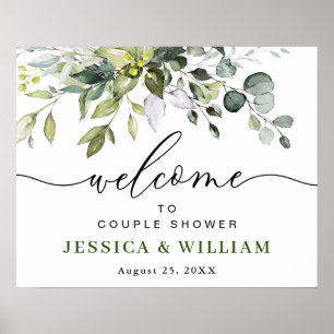 Poster Panneau de bienvenue de douche de couple d'eucalyp
