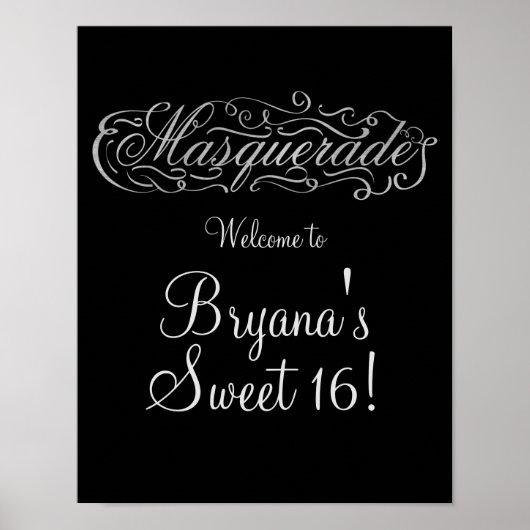 Poster Panneau de bienvenue de fête argent et de n'import (Devant)