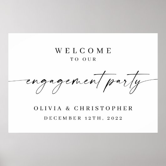Poster Panneau de bienvenue de fête de fiançailles minima (Devant)