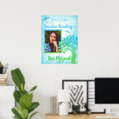 Poster Panneau de bienvenue de fête turquoise et vert (Bureau à domicile)